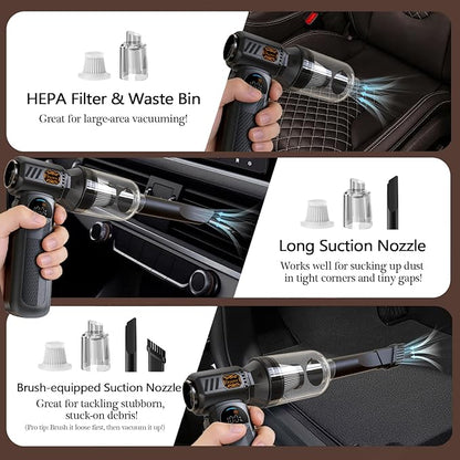 Compressed Air Duster,150000RPM Powerful Brushless Motor Electric Air Duster, Infinite Speed & Fast Charging, rechargeable Cordless Air Blower with Vacuum Function for PC Keyboard, Car & Home – Black