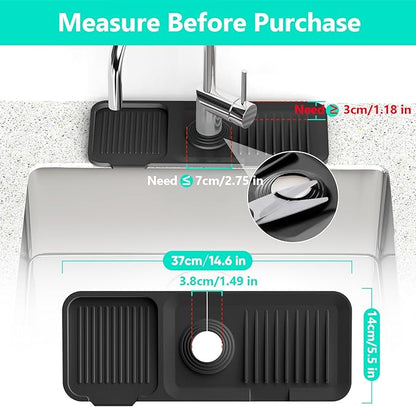 14.6'' Faucet Mat for Kitchen Sink [5°Slope Fast Self-draining] Kitchen Sink Splash Guard Silicone Kitchen Sink Faucet Mat Splash Guard for Kitchen Sink Area Tidy Splash Faucet Guard Draining Mat