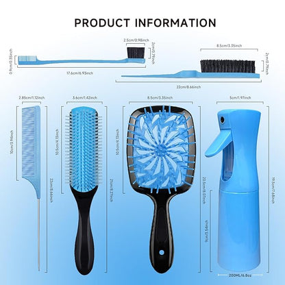 11 Pcs Hair Brush Set, Detangle Hair Brush And Spray Bottle, 3 Pieces Smooth Hairbrush For Toddlers, Suitable For Wet and Dry Hairstyles, Suitable For Adults And Children.(Blue)