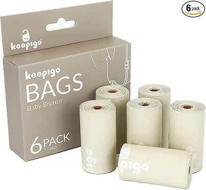 Compostable Disposable Diaper Bags Refills | 6 Rolls, 72 Leak-Proof, XL Biodegradable Baby Poop Bags | Eco-Friendly Diaper Trash Bags for Home, Travel, Pet Waste | Odor-Free,