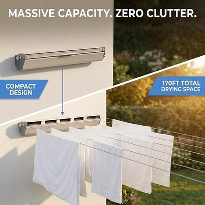 Household Essentials Steel & Aluminum 5-Line Retractable Dryer in White