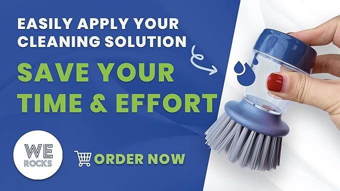 All Purpose Liquid Dispensing Cleaning Brush, Good Grips Soap Dispensing Palm Brush, Soap Dispensing Palm Brush for Dish Kitchen Scrubber with Sturdy Nylon Bristles, Dish Brush with soap Dispenser