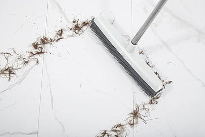 Rubber Bristle Broom for Hardwood Floors, Tiles, Carpets, Wood, and Vinyl Salon Broom, Rubber Squeegee Broom, Rubber Rake for Human Hair, Pet Hair, Fur, Lint, Liquid, Grey, by Superio (Head Only)