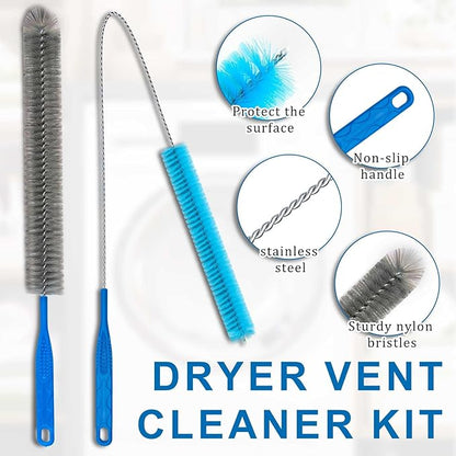 Dryer Vent Cleaner Kit - Compatible Universal Vacuum Attachment Hose with Most Vacuum Cleaner, Dryer Lint Cleaner Kit and Cleaning Brush Tools for Efficient Dryer Vent Hose Maintenance (Gray)