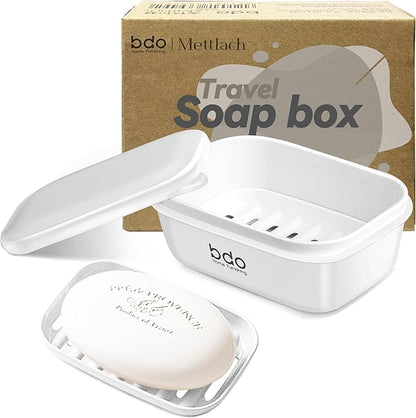 PEISAINOX Travel Soap Case, Leakproof Soap Container with Lid, Portable Bar Soap Holder for Traveling, Soap Dishe for Bathroom, Shower, Gym, School, Camping, Vacation, Outdoor (White)