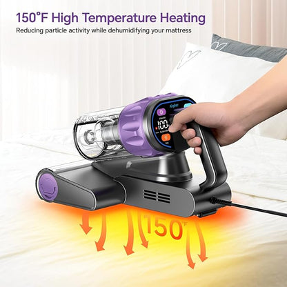 Mattress Vacuum Cleaner 18Kpa Bed Vacuum Cleaner with Smart Dust Sensor,253.7nm UV-C Light,HEPA Filter,150°F Heat,500W Powerful Handheld,for Bed,Sofa,Couch,Crib Gift Ideas for Women