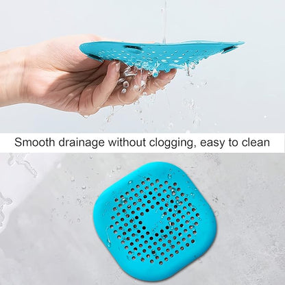 4 Pcs Shower Drain Hair Catcher Bathtub Stopper Home Drain Protectors Drain Cover with Sucker Water Trap Sink Cover for Bathroom Bathtub and Kitchen (Blue)