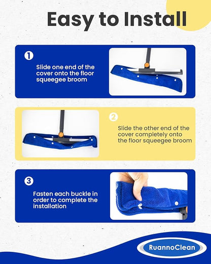 Floor Squeegee Pads, Microfiber Pads for Squeegee for Floor, Reusable Mop Pad for 23-24" Heavy Duty Rubber Squeegees Mop Rubber Broom for Floor, Tile, Glass, Wall Cleaning -4 Pack 60cm
