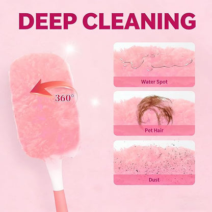 Pink Duster Refill for Swiffer Duster, 30 Count Heavy Duty Duster Refills with 1 Handle, 360 Dusters Refills Kit with 5X Microfibers, Disposable Dusters for Cleaning, Home, Office