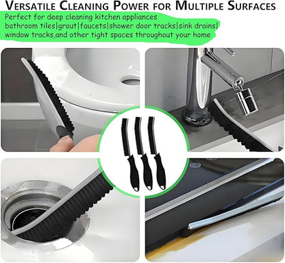 Crevice Cleaning Brush Supplies with Teeth-Shaped Hard Bristles - 3Pcs Small Cleaning Brushes for Tight Spaces Tools,Gap Cleaning Brush Tools for Cracks/Kitchen/Bathroom Tiles/Grout