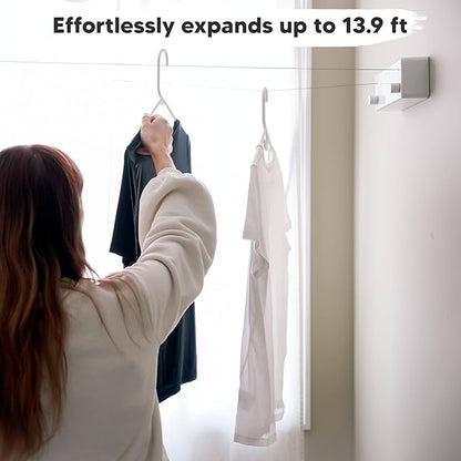 GorillaLine - Retractable Clothesline Indoor Outdoor Clothes Line - Heavy Duty Clothes Drying Laundry Line - Wall Mounted Drying Rack - Air Dry Clothing