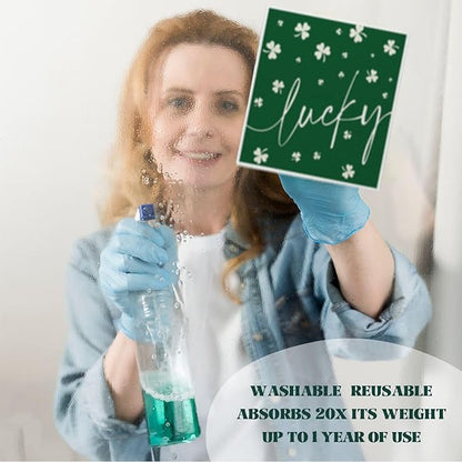 Lucky Wishes Swedish Dishcloths for Kitchen, Green Swedish Dish Cloths for Four-Leaf Clover, 4 Pack Dish Towels for Kitchen, Papaya Reusable Paper Towels Washable