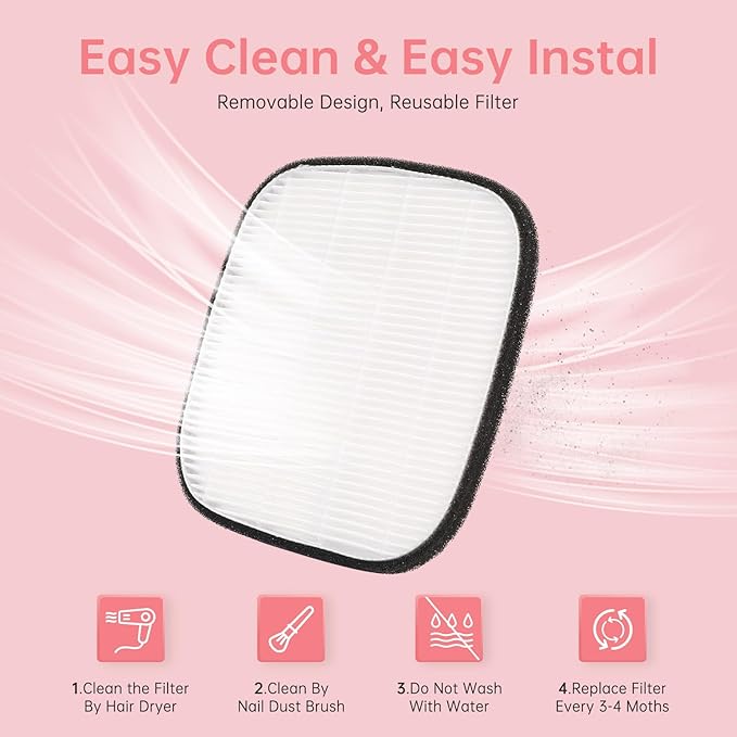 Nail Dust Collector, Cordless Dust Collector Nail Tech, Compact Powerful 6000RPM Nail Vacuum Fan Rechargeable Dust Extractor for Acrylic Gel Polish Manicure Pedicure for Home