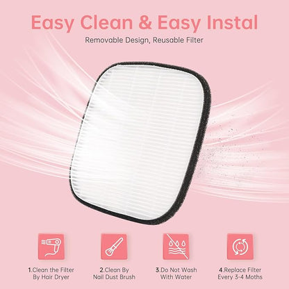 Nail Dust Collector, Cordless Dust Collector Nail Tech, Compact Powerful 6000RPM Nail Vacuum Fan Rechargeable Dust Extractor for Acrylic Gel Polish Manicure Pedicure for Home, White