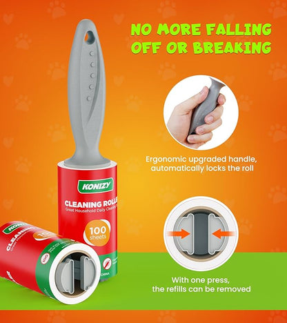 Lint Rollers for Pet Hair Extra Sticky, 600 Sheets Mega Value Set with 3 Upgraded Handles, 6 Rollers Portable Pet Lint Remover for Clothes, Furniture, Carpet, Dog & Cat Hair