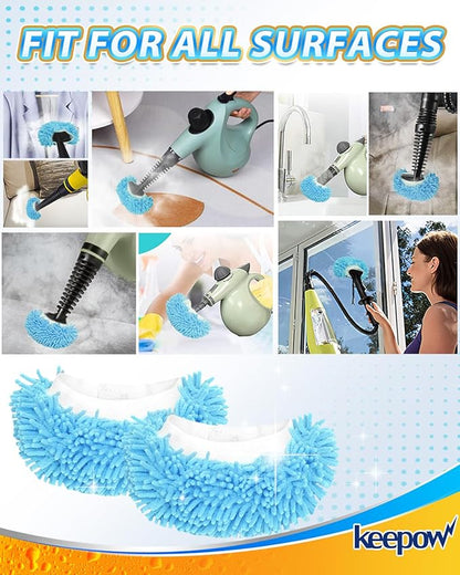 KEEPOW 4 Pack Reusable Steam Mop Pads Compatible with Bissell Steam Shot Omni, PurSteam, Wagner Spraytech Handheld Steam Cleaner, Universal Microfiber Cloths Steam Mop Pads, Washable Mop Pads