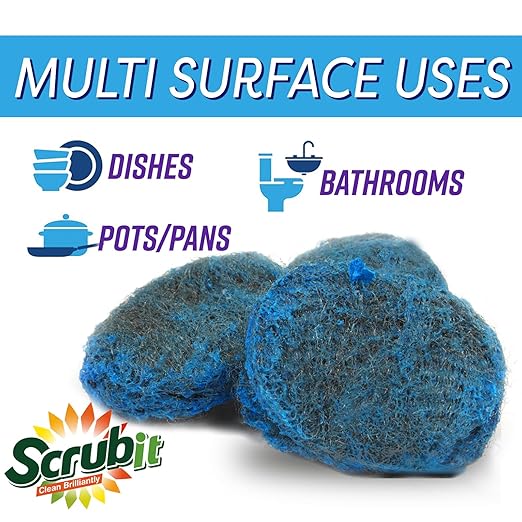 18 Pack Steel Wool Soap Pads by SCRUBIT - Metal Scouring Cooktop Cleaning Pads Used for Dishes, Pots, Pans, and Ovens - Pre-Soaped for Easy Cleaning of Tough Kitchen Grease and Oil