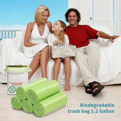 Small Trash Bags 1.2 Gallon - 120 Counts Bathroom Trash Bags, Mini 5L Garbage Bags Biodegradable Food Waste Bags, Compost Strong Bin Liner Recycle Rubbish Bag for Home Kitchen Office