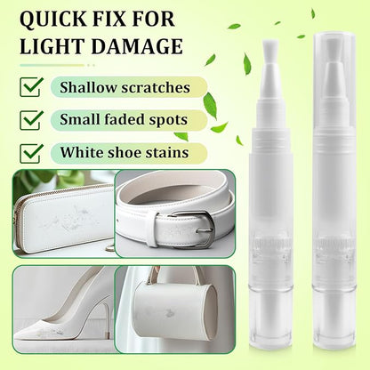 2 Pack White Shoe Paint Polish Pen with Brush Tip, Permanent Waterproof Leather Paint for Shoes, Sneakers, Bags & Purses | Stain Remover, Leather Restorer, Scuff Repair, Shoe Whitener