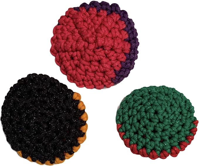 Handmade Kitchen Scrubbies - Nylon Yarn - Pot Scrubbers - Sponge - Scouring Pad - Reusable - Exfoliating - Set of 3 (or 4) - Double Thickness - Large
