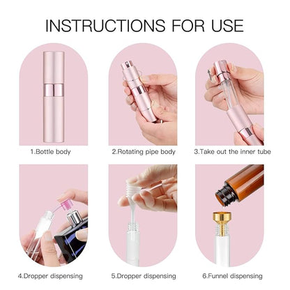 Tekson 5PCS 8ml Travel Perfume Atomizer Refillable, Mini Cologne Spray Bottle Empty, Small Aftershave Sprayer for Liquid Dispenser (Pink)