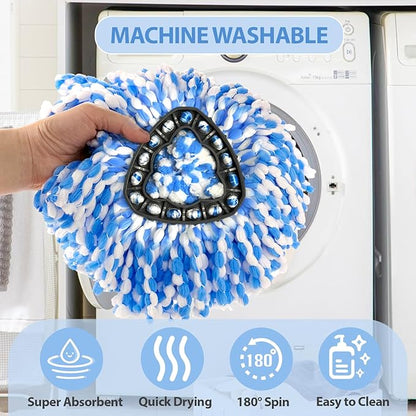 Mop Head Replacement, Microfiber, Easy to Replace, Include 3pcs Mop Replace Heads, 1 Extra Mop Replacement Base, 313