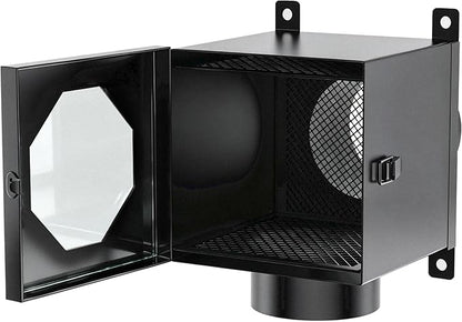 Metal Indoor Dryer Vent Lint Trap Box, 4" Secondary Dryer Lint Catcher Kit with 5FT Hose & Stainless Steel Clamps, Easy to Install for Electric Clothes Dryer, 90-degree Dryer Vent Filter (Black)