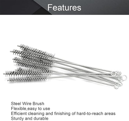 Utoolmart Steel Wire Cleaning Brush, Spiral Power Tube Cleaning Tool, Bottle Brush, 0.6-inch Diameter 12-inch Length, 10pcs