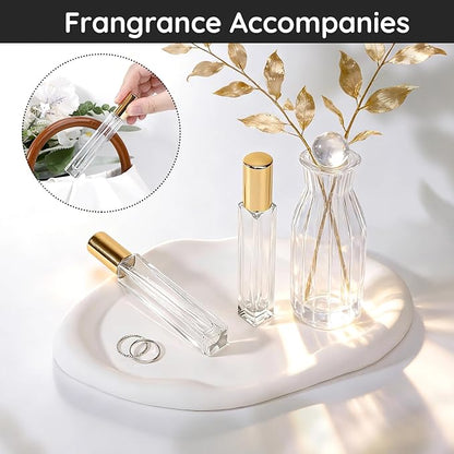 Segbeauty 0.34oz Clear Glass Perfume Atomizer for Travel Refillable Bottle, 5pcs Fine Mist Cologne Spray Bottles with Gold Cap, 10ml Empty Perfume Sprayer with Refill Kit, Small Liquid Containers