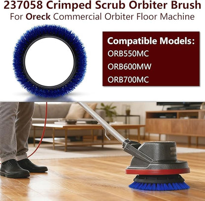 2 Pack 237058 Blue Crimped Polypropylene Scrub Orbiter Brush Replacement for Oreck Commercial ORB550MC, ORB600MW and ORB700MC Orbiter Floor Machines, for Bissell BGEM9000