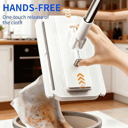 Press Grip Mini Clip Mop with 39' Handle — Zero-Touch Gap Cleaner & Locking Head, Includes 5 Reusable Cloths for Multi-Surface Cleaning (39 in mini dust mop)