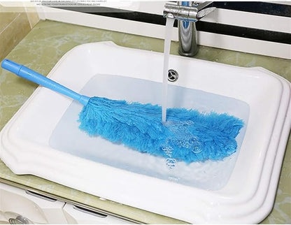 Feather Duster, Duster Microfiber Dusting Brush, Washable Head for Home Office Car 2 Set(Blue)