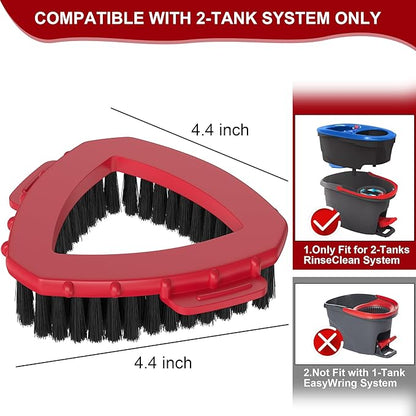 Replacement Scrub Brush for O-Cedar 2-Tank System, 4.4" Triangular Spin Mop Scrubber Head, Heavy-Duty Stiff Bristle Cleaning Brush for Tile, Grout, Bathroom, Kitchen & Floors