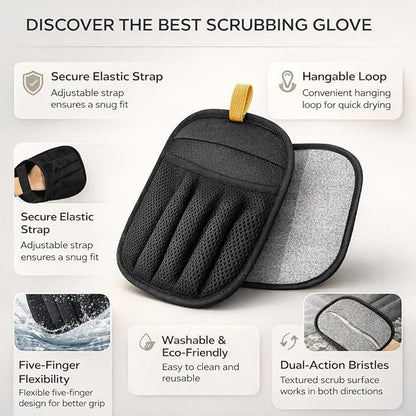 2 PCS Upgraded Pet Hair Removal Gloves with Snug Elastic Wrist Electrostatic Five-Finger Reusable Fur Remover for Cats & Dogs, Effortless Cleaning Tool for Couch, Carpet, Clothing & Car Seats