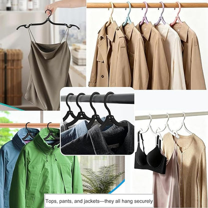 Foldable Travel Hangers,Essentials for Laundry,Portable and Collapsible with Hook,Essentials for Cruise Ship,Vacation,Camping,RV,Road Trip,Hotel,Business Travel, Student Apartment 20 PCS (Black)
