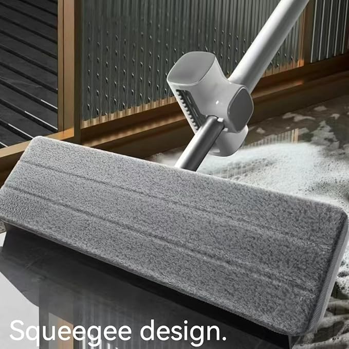 Hands Free Microfiber Mop with 4 Washable Pads, 61" Stainless Steel Handle, Efficient Flat Mop for All Hard Floors