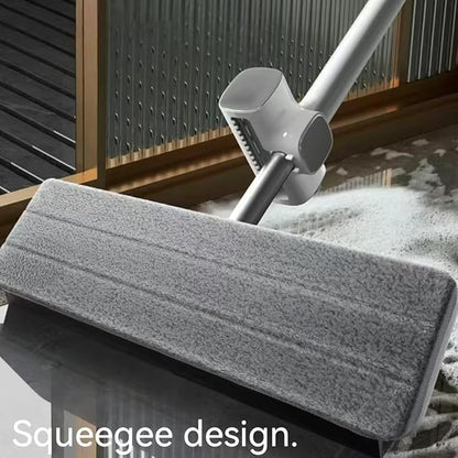 Hands Free Microfiber Mop with 4 Washable Pads, 61" Stainless Steel Handle, Efficient Flat Mop for All Hard Floors