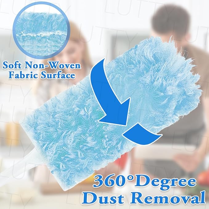 40 Count Dusters Refills – 360° Dusting Pads with Upgraded Thick Fibers, Disposable & No Washing Needed,Duster Heads for Blinds Ceiling Fans Furniture Multi-Surface Dusting