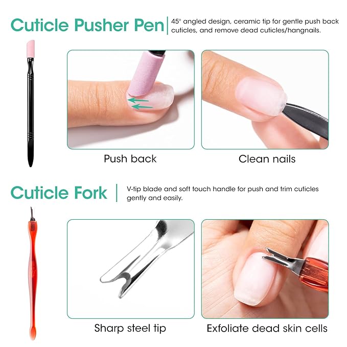 Gellen Nail Cleanser Pads 50PCS with 10PCS Manicure Tools Kit: Ceramic Cuticle Pusher Pen, Remover and Cuticle Oil Nail Prep Care Kit, Nail File 100/180, Polishing Buffer, Nail Clipper & Brush