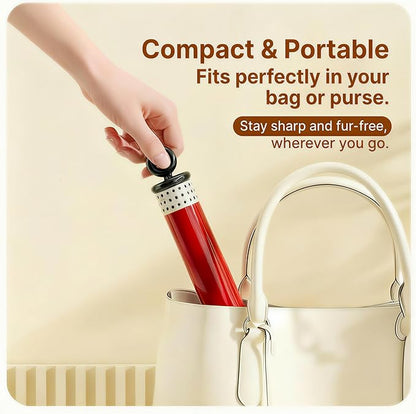 Washable Sticky Lint Roller for Pet Hair - Reusable 2-in-1 Dog & Cat Hair Remover Tool with Metal Fabric Shaver - Portable Gel Dust Cleaner for Couch, Carpet, Clothing (Cherry Red)