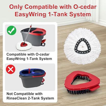 8 Pack Mop Head Replacement Compatiable with Ocedar EasyWring 1-Tank System,Mircofiber Mop Heads Refill and Scrub Brush for O Cedar Easywring Spin Mop, 6 Pack Mop Refills & 2 Scrub Head Floor Clean