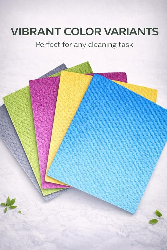 Swedish Dish Cloths 10 Pack – Super Absorbent Reusable Cleaning Cloths, Eco Friendly Biodegradable Kitchen Towels, Alternative to Paper Towels for Dishes, Counters & Home Cleaning