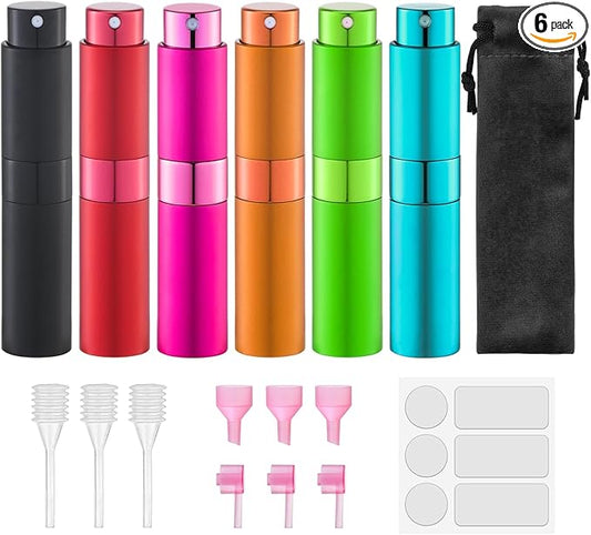 Lulupack Travel Perfume Bottle Refillable - Cologne Spray Atomizer Mini - Small Travel Size Empty Sprayer for Refill Sample Container - Portable Fragrance Decant Dispenser for Women Men 8ml 6PCS Pink