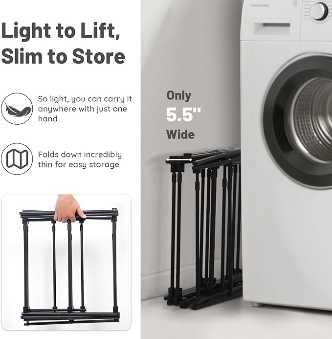 ZOES HOMEWARE 4 Tier Clothes Drying Rack Foldable | Foldable Clothing Drying Rack | Laundry Drying Rack Collapsible for Laundry Room, Dorm, Expandable Sturdy Metal Design | Black 29"L x 11.5"W x 53"H