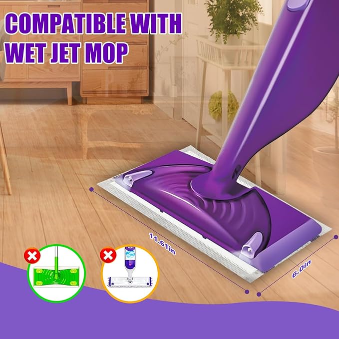 50 Pack Wet Jet Pad Refills for Swiffer Wet Jet Mop Pads, Wet Jet Mopping Pads for Multi Surface Floor Cleaning, 4 Layers Thickened & Super Absorbent