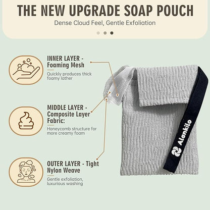 2 Pieces Soap Bags for Soap Bars, Exfoliating Soap Saver Bags, Foaming Bar Soap Pouches for Use in Baths or Showers (White)