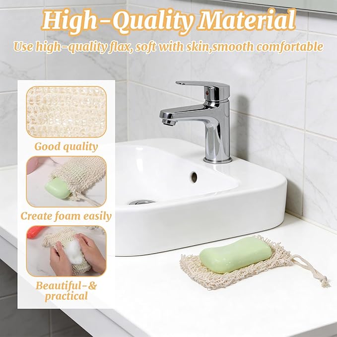 100PCS Sisal Soap Saver Bags, Natural Sisal Soap Exfoliating Bag with Drawstring, Reusable Mesh Foaming Soaps Pouch for Bath & Shower, Soaps Holder Drying Bag Savers