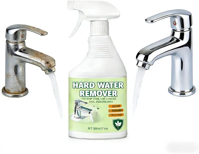 Hard Water Stain Remover (500ml) – Multi-Surface Spray for Shower Glass, Tiles, Hard Water Remover for Bathroom & Kitchen Cleaning
