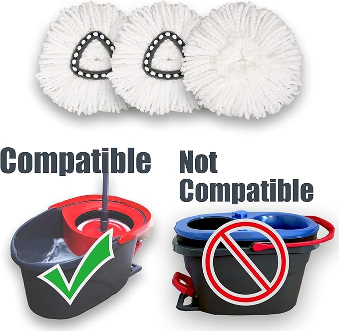 Mop Replace Head, Spin Mop Replacement Head Easywring 1-Tank System, Easy Cleaning, Microfiber, Machine Washable (3 Pack)