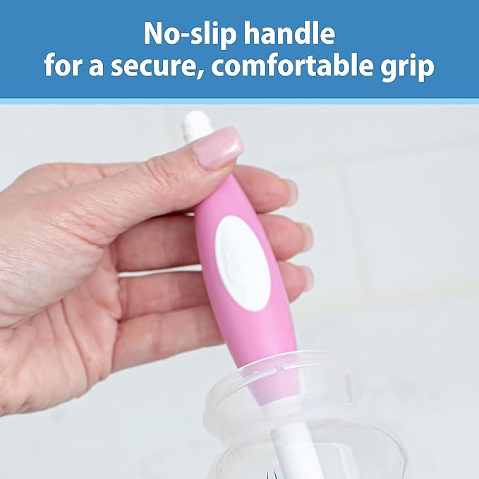 Dr. Brown's Soft Touch No Scratch Baby Bottle Cleaning Brush, Nipple Cleaner & Suction Cup Base for Easy Storage, BPA Free, Pink, 4 Pack